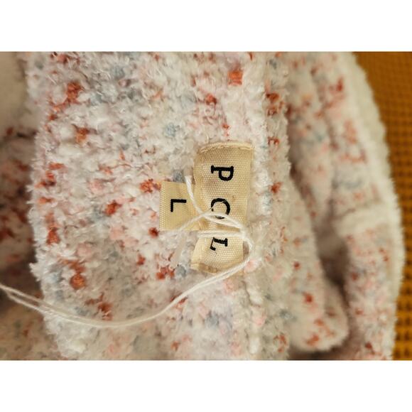 POL Soft White Lounge Heart Print Pattern Cozy Hoodie EUC Size Large - Picture 5 of 6